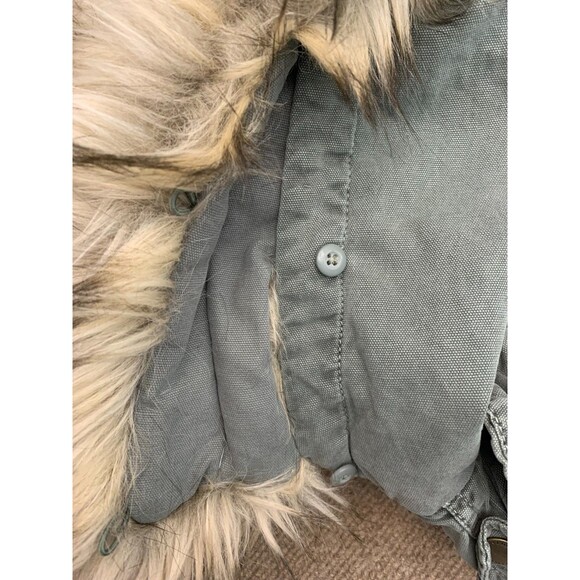 American Eagle Coat Womens M Barn Chore Military Hooded Anorak Parka Faux Fur - Picture 13 of 14